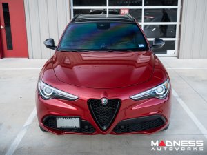 Alfa Romeo Stelvio Front V Shield Grill Frame + Emblem Frame Kit - Carbon Fiber 
